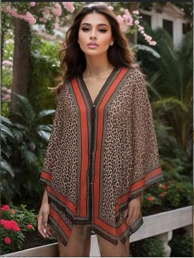Reversible Pearl Chiffon Top with Leopard Print
